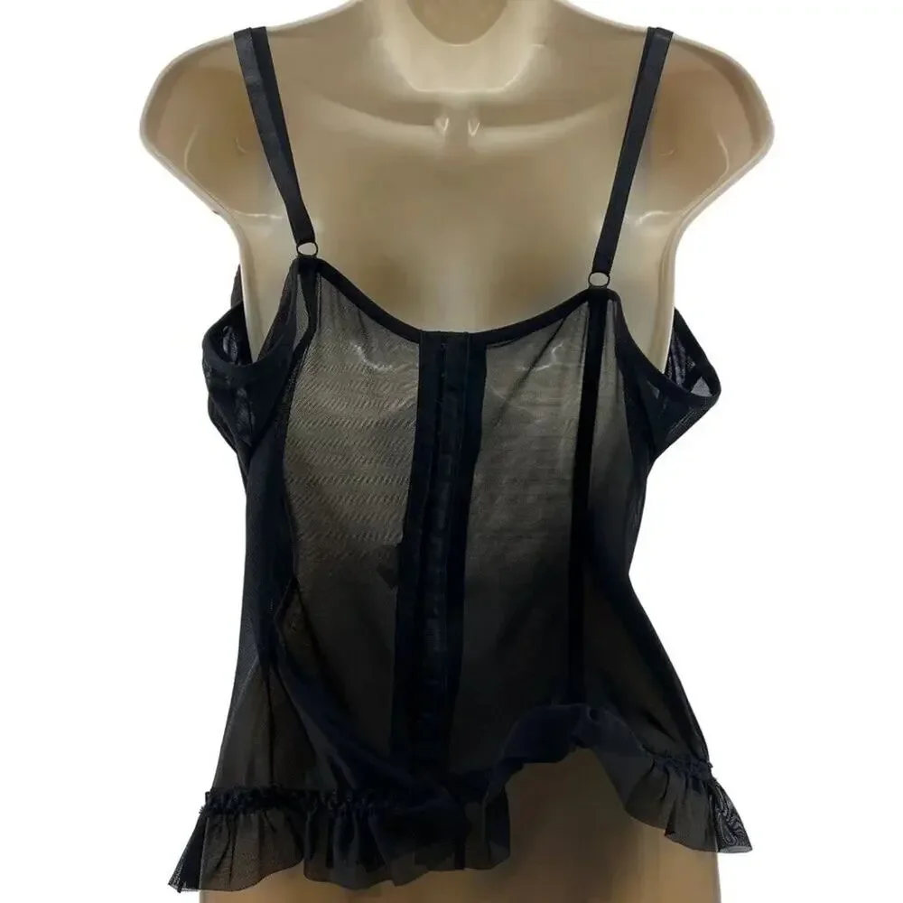Just Sexy Lingerie Sheer Black Red Lace Lingerie Bustier Womens Size 3X